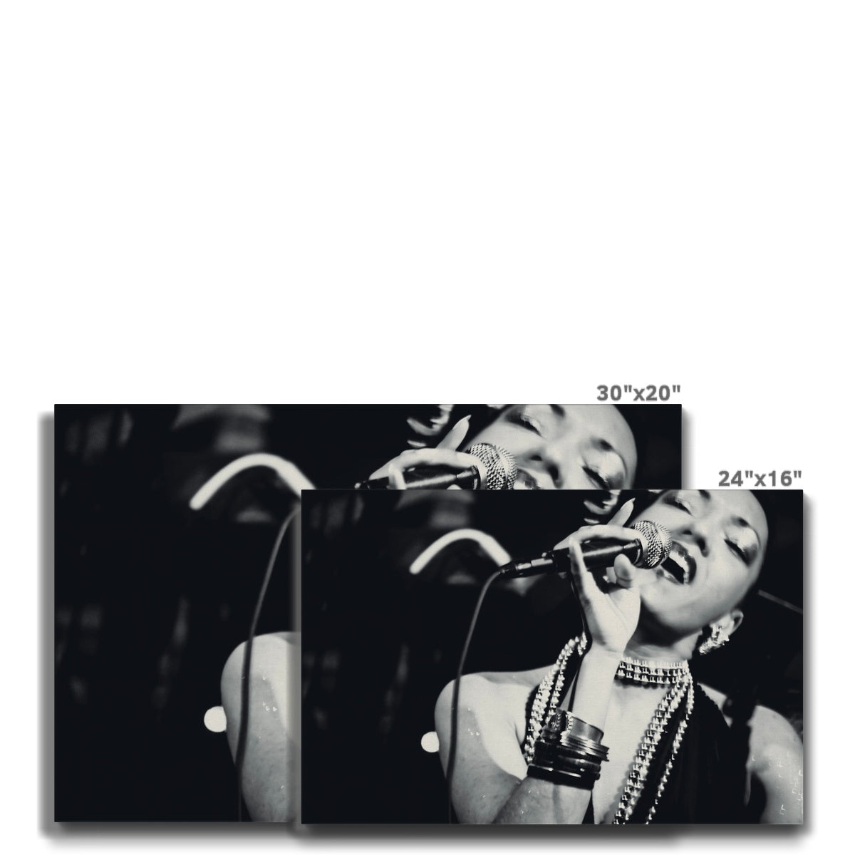 04 Jazz It Up – Lady Singer Fine Art Black and White Photography printed on  Eco Canvas