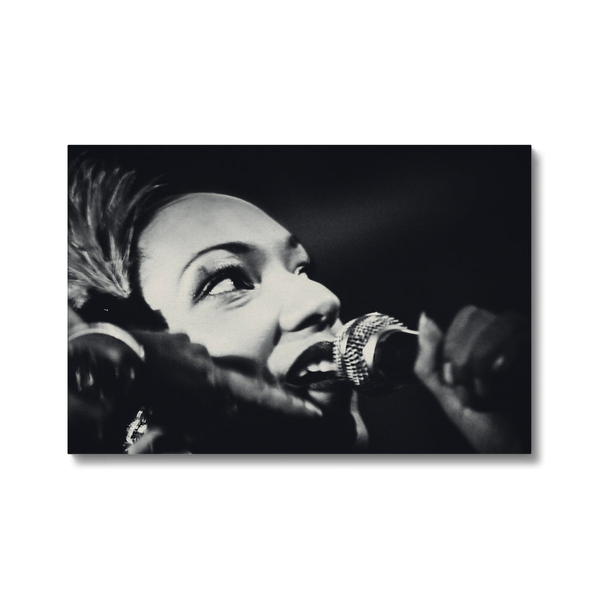 06 Jazz It Up – Lady Singer Fine Art Black and White Photography printed on  Eco Canvas
