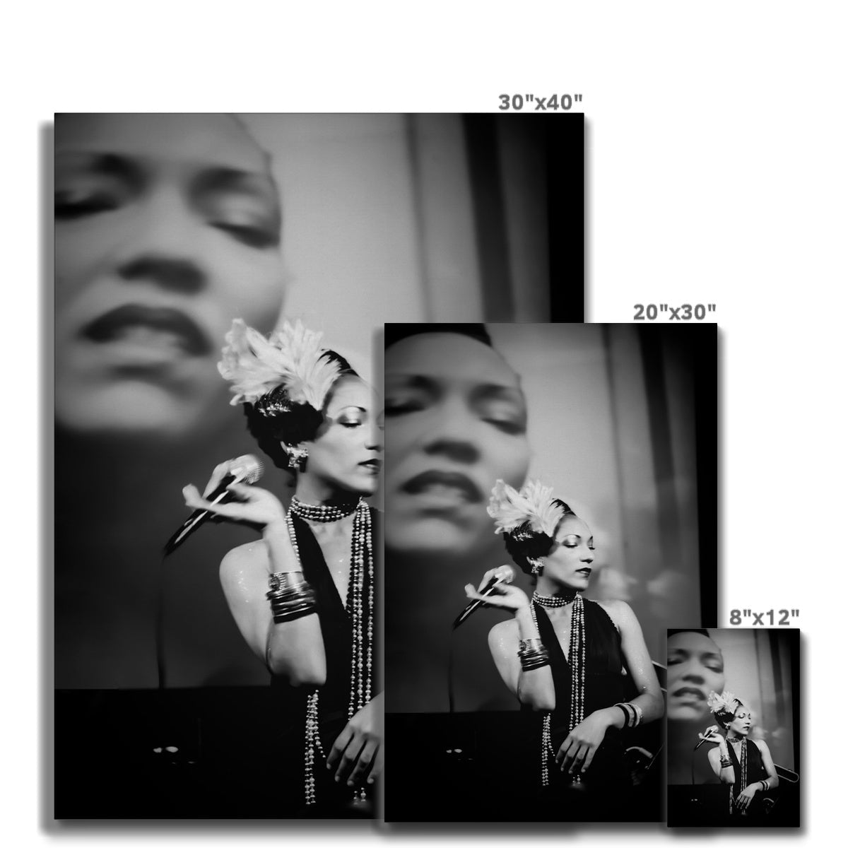 01 Jazz It Up – Lady Singer Fine Art Black and White Photography printed on  Canvas