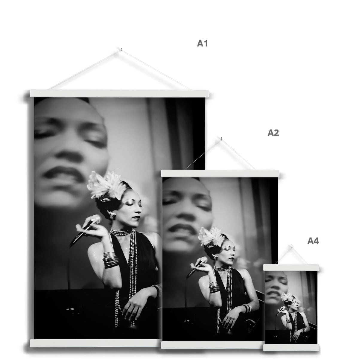 01 Jazz It Up – Lady Singer Fine Art Black and White Photography printed on  Fine Art Print with Hanger