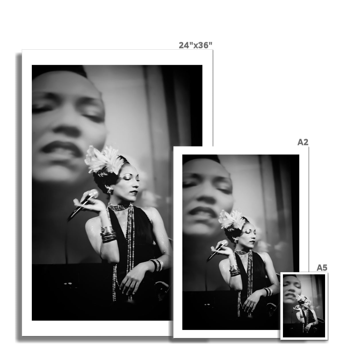 01 Jazz It Up – Lady Singer Fine Art Black and White Photography printed on  Hahnemühle Photo Rag Print