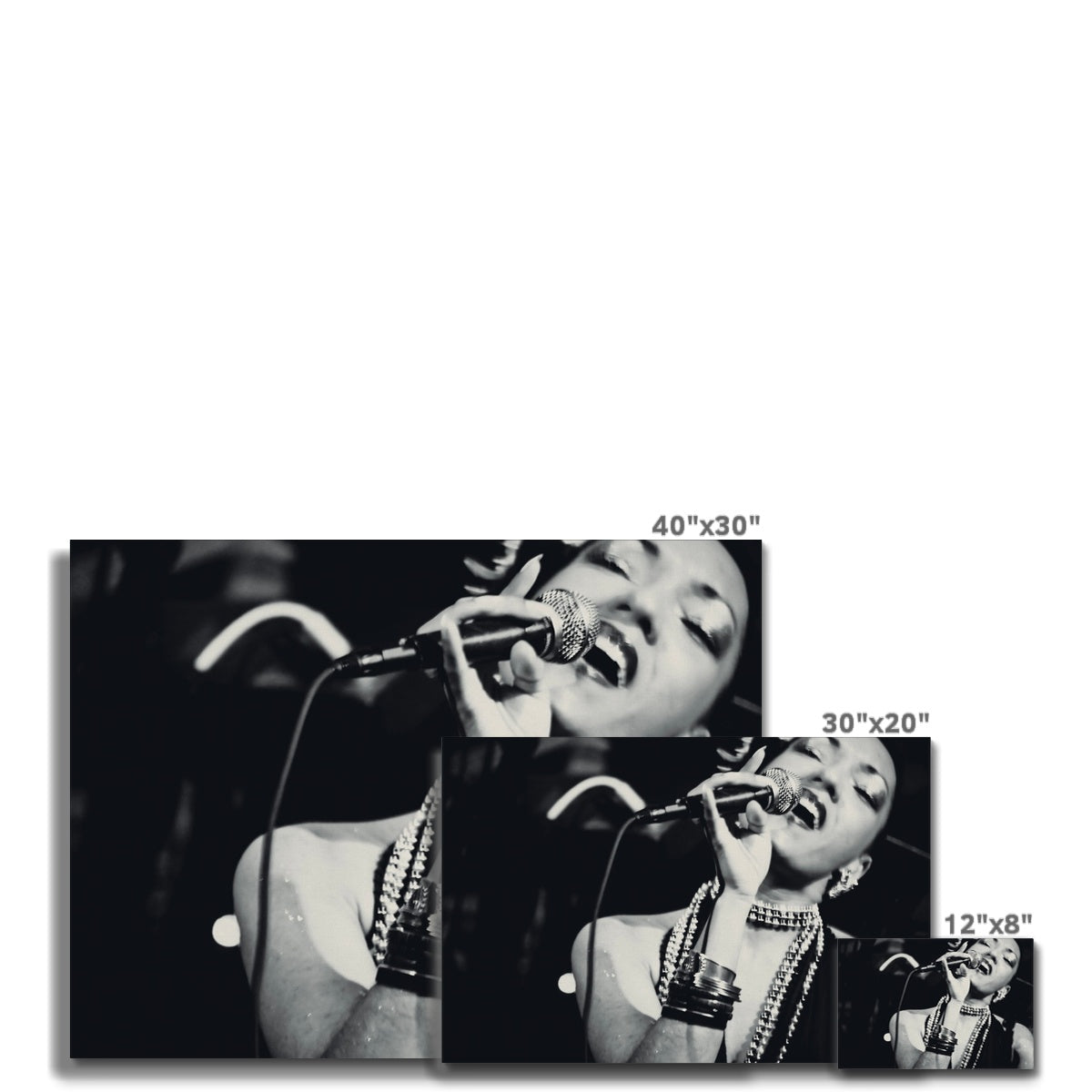 04 Jazz It Up – Lady Singer Fine Art Black and White Photography printed on  Canvas