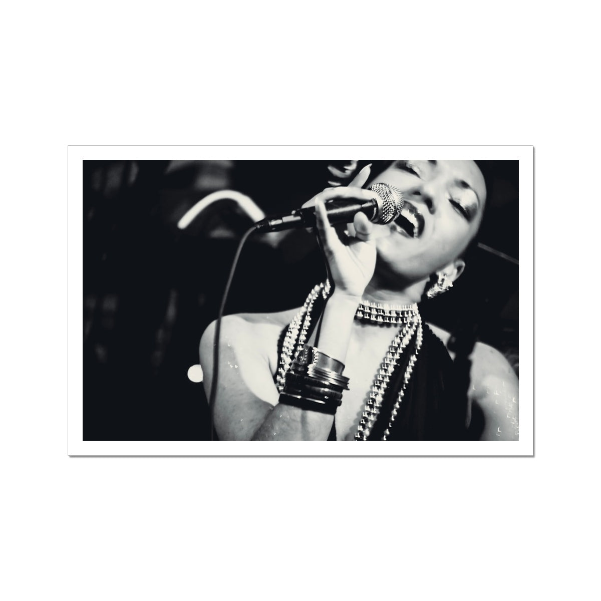 04 Jazz It Up – Lady Singer Fine Art Black and White Photography printed on  Wall Art Poster