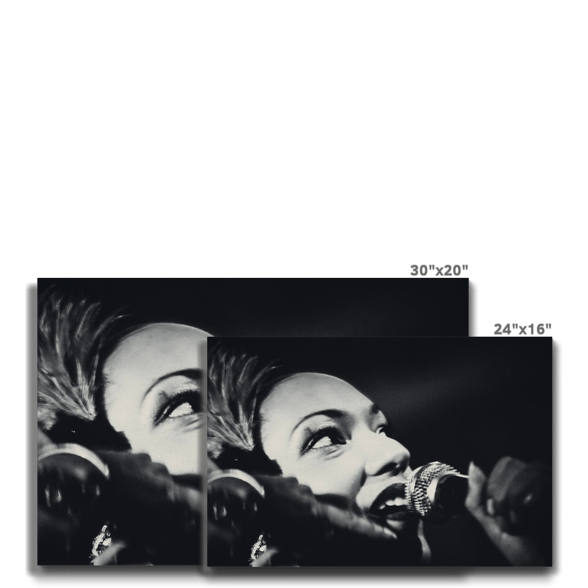 06 Jazz It Up – Lady Singer Fine Art Black and White Photography printed on  Eco Canvas