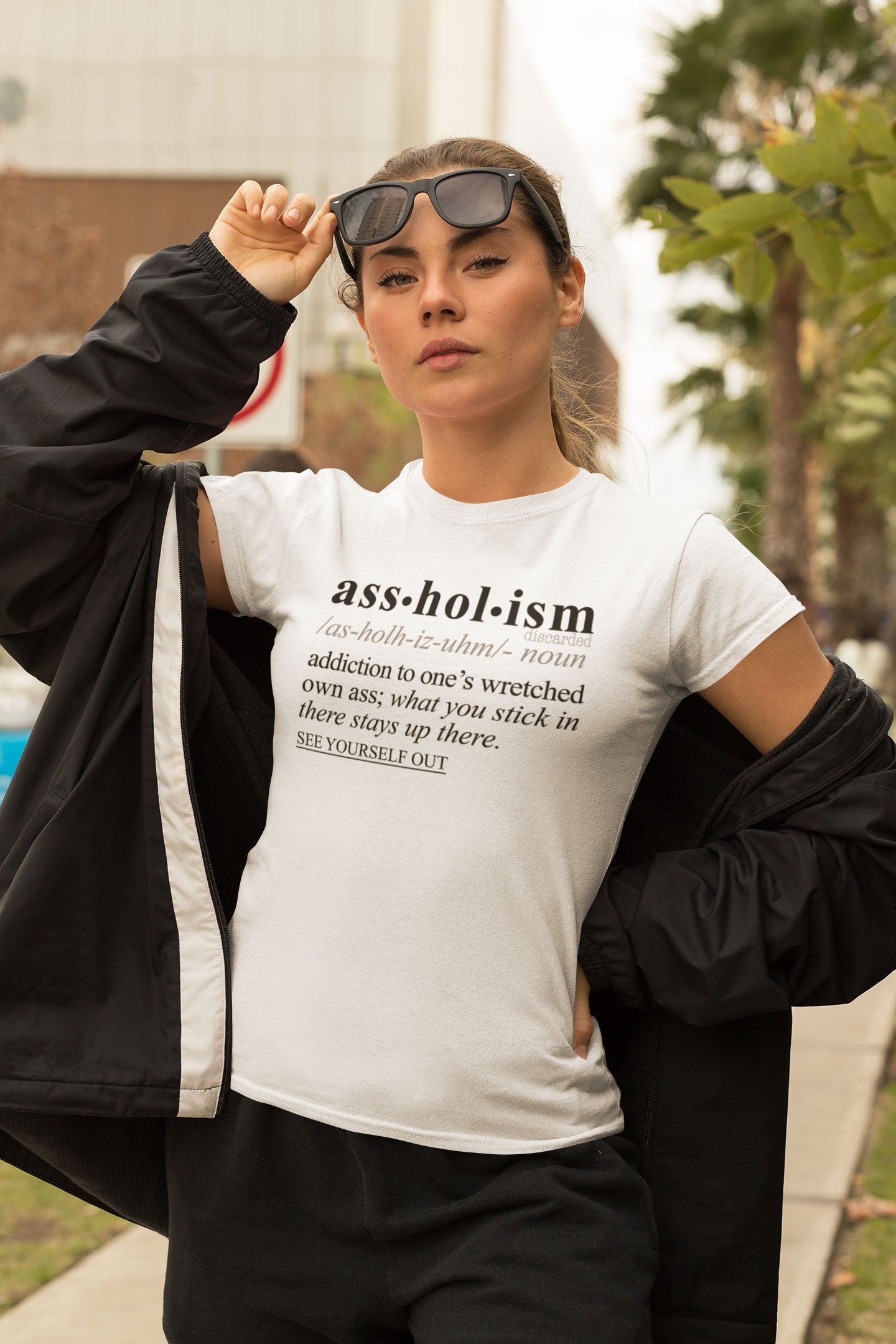 Assholism BLK - Sarcastic Talkative Smart Ass Slogan Word & Text Tee&Tank Lady-Pimamour