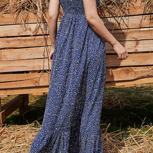 Ditsy Floral Spaghetti Strap Maxi Dress-Pimamour