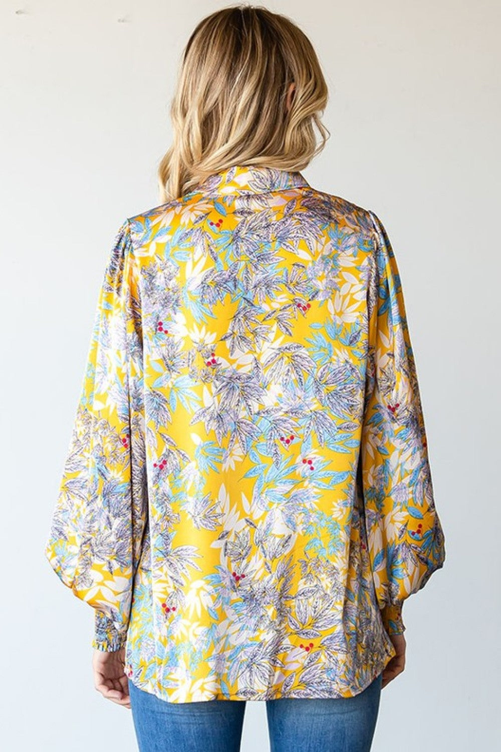 First Love Full Size Floral Lantern Sleeve Blouse-Pimamour