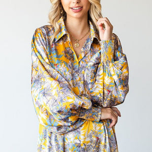 First Love Full Size Floral Lantern Sleeve Blouse-Pimamour