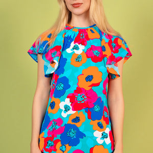 Floral Round Neck Tied Blouse-Pimamour