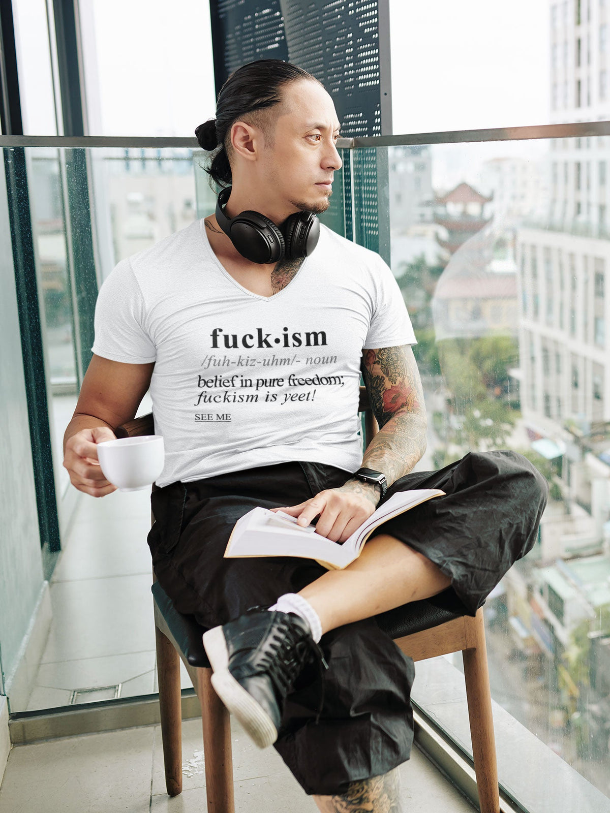 Fuckism BLK - Sarcastic Talkative Smart Ass Slogan Word & Text Tee&Tank Men/Unisex-Pimamour