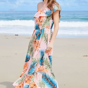 Full Size Ruffled Off-Shoulder Flutter Sleeve Maxi Dress-Pimamour