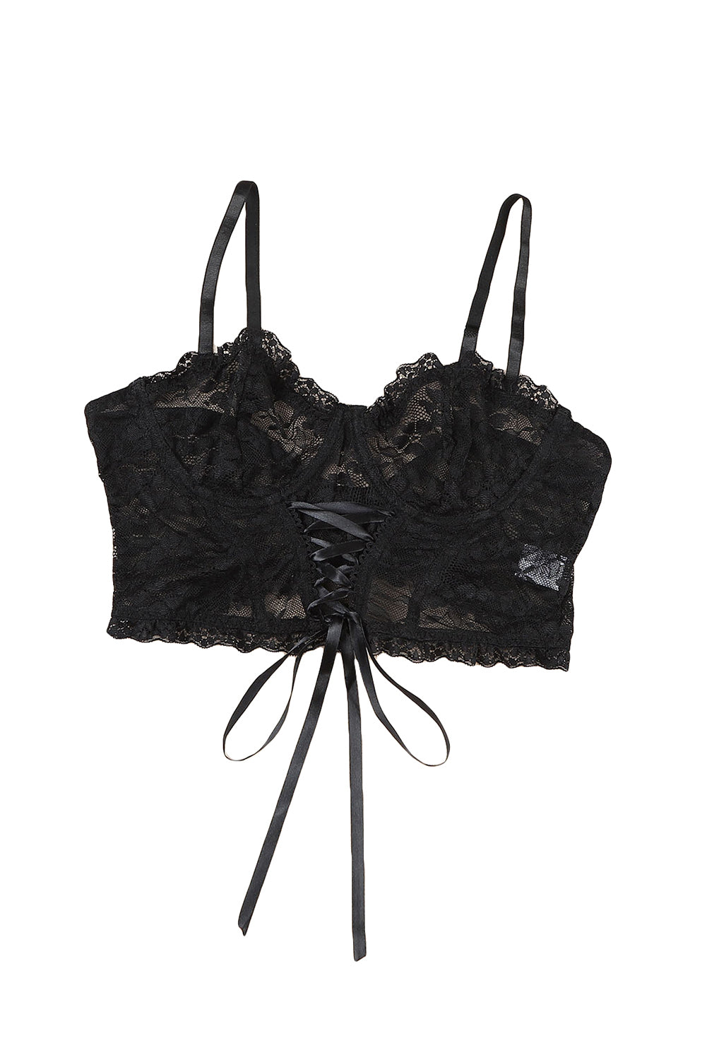 Lace-Up Lace Bralette-Pimamour