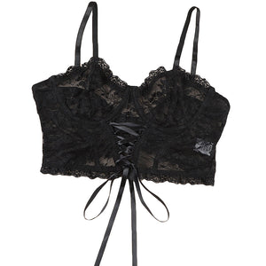 Lace-Up Lace Bralette-Pimamour