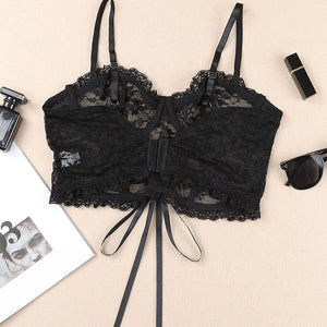 Lace-Up Lace Bralette-Pimamour