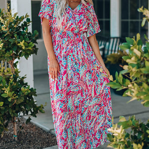 Multicolored V-Neck Maxi Dress-Pimamour