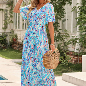 Multicolored V-Neck Maxi Dress-Pimamour