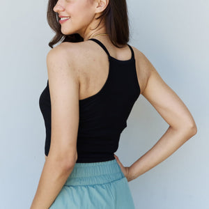 Ninexis Everyday Staple Soft Modal Short Strap Ribbed Tank Top in Black-Pimamour