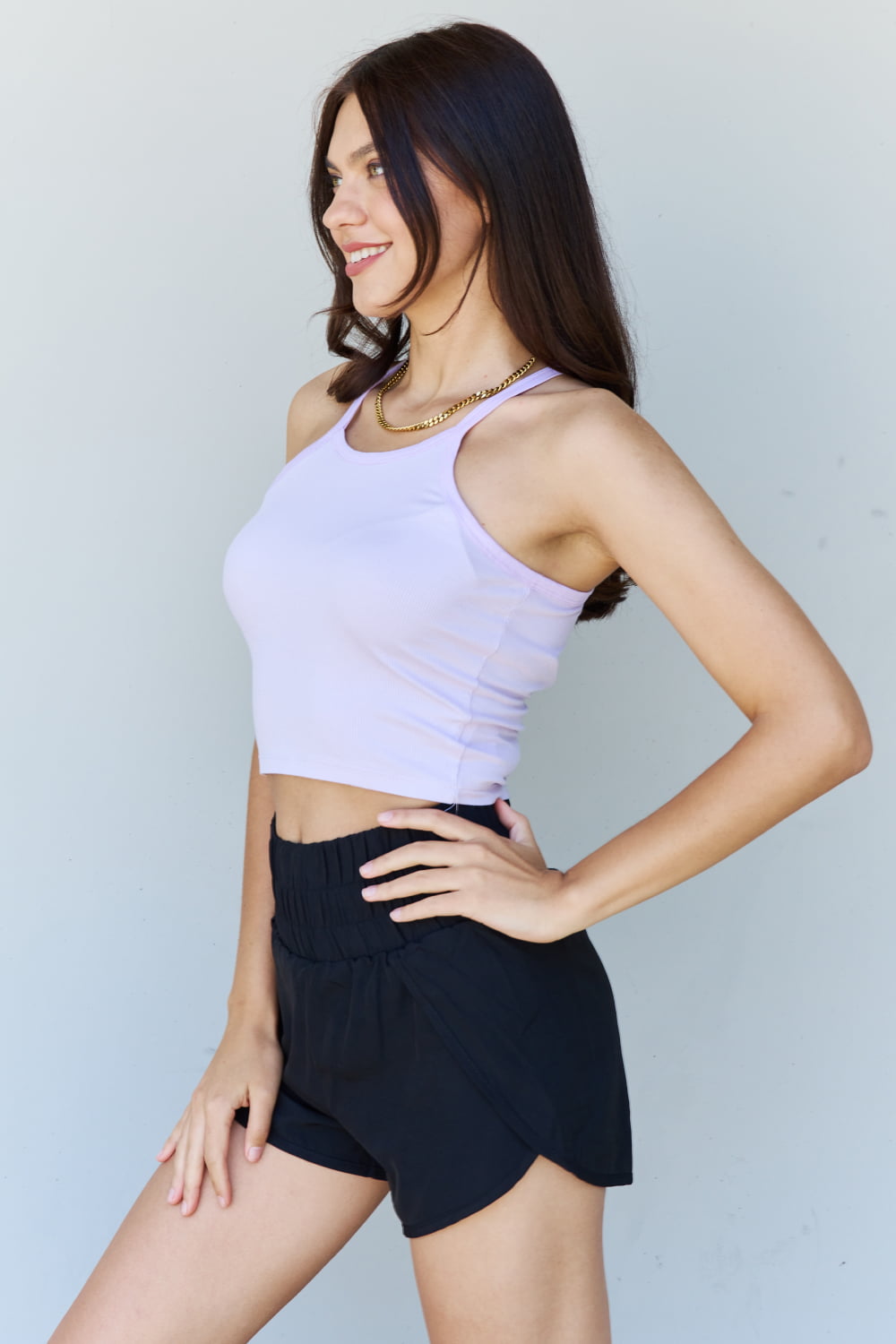 Ninexis Everyday Staple Soft Modal Short Strap Ribbed Tank Top in Lavender-Pimamour