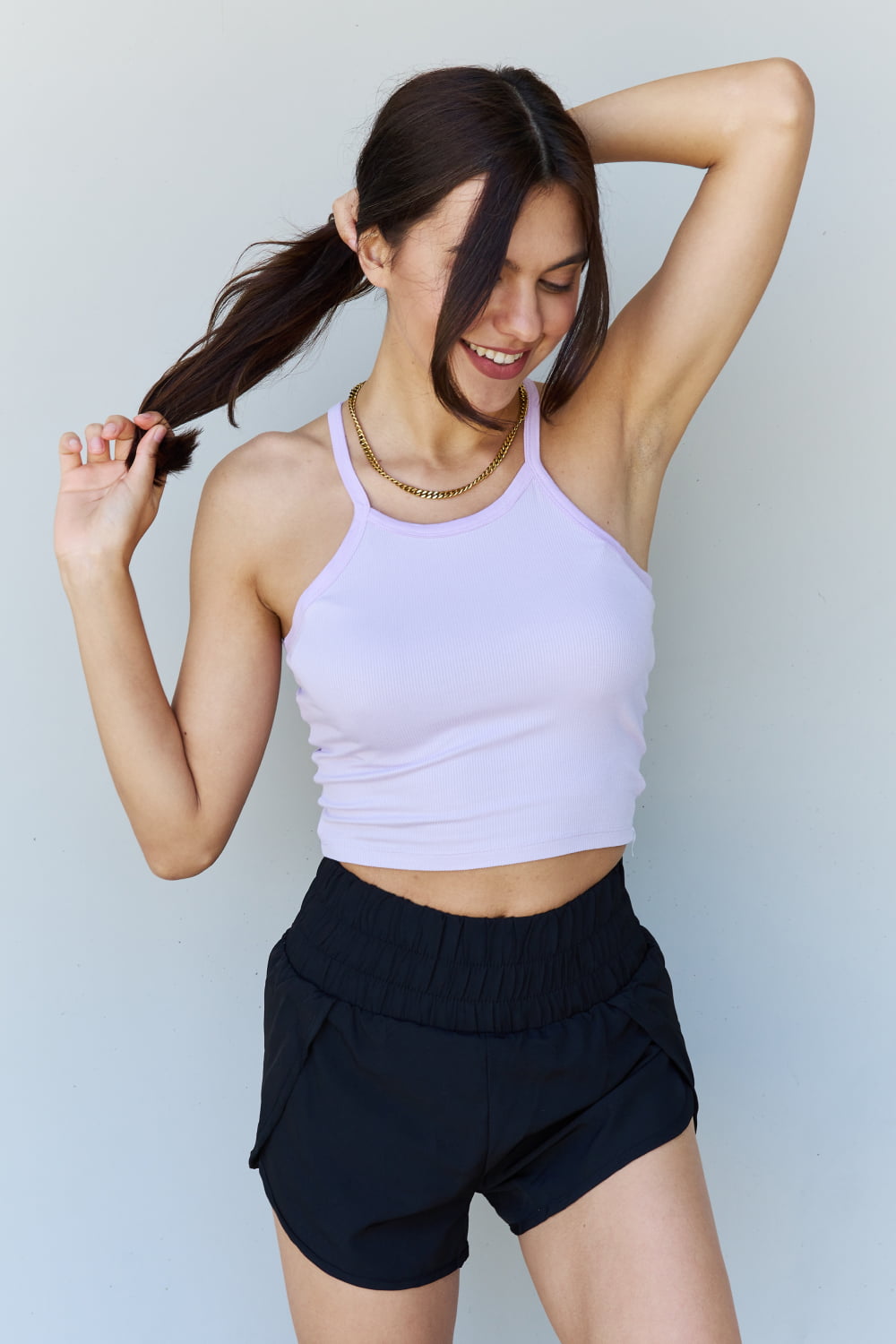 Ninexis Everyday Staple Soft Modal Short Strap Ribbed Tank Top in Lavender-Pimamour