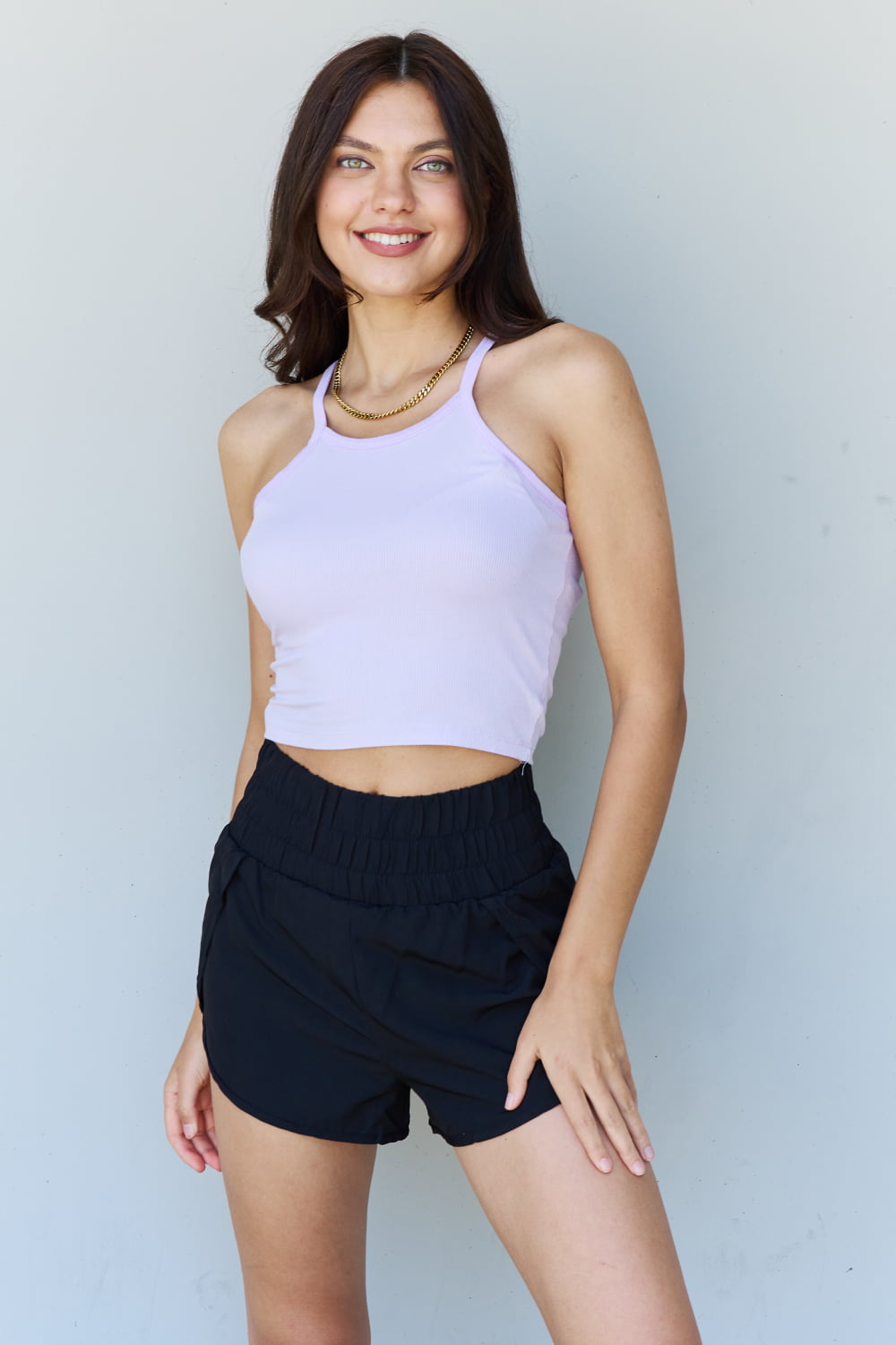 Ninexis Everyday Staple Soft Modal Short Strap Ribbed Tank Top in Lavender-Pimamour