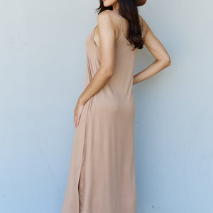 Ninexis Good Energy Full Size Cami Side Slit Maxi Dress in Camel-Pimamour