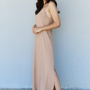 Ninexis Good Energy Full Size Cami Side Slit Maxi Dress in Camel-Pimamour