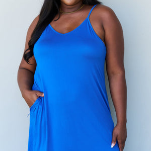 Ninexis Good Energy Full Size Cami Side Slit Maxi Dress in Royal Blue-Pimamour