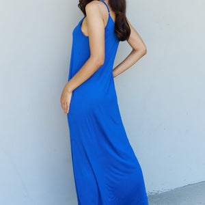 Ninexis Good Energy Full Size Cami Side Slit Maxi Dress in Royal Blue-Pimamour