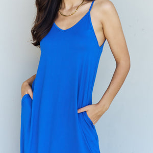 Ninexis Good Energy Full Size Cami Side Slit Maxi Dress in Royal Blue-Pimamour