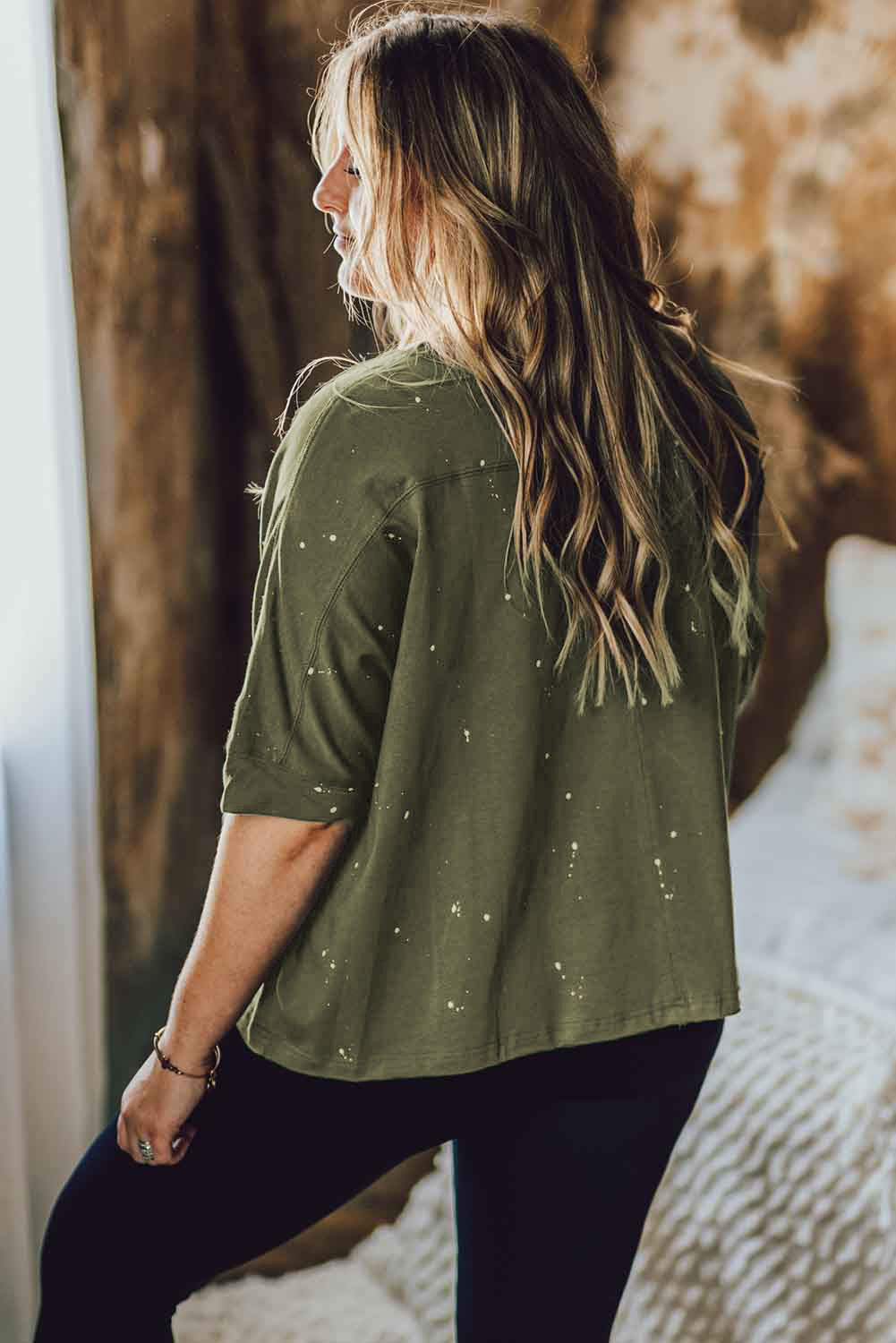 Plus Size Round Neck Half Sleeve Blouse-Pimamour