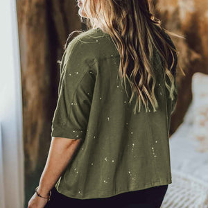 Plus Size Round Neck Half Sleeve Blouse-Pimamour