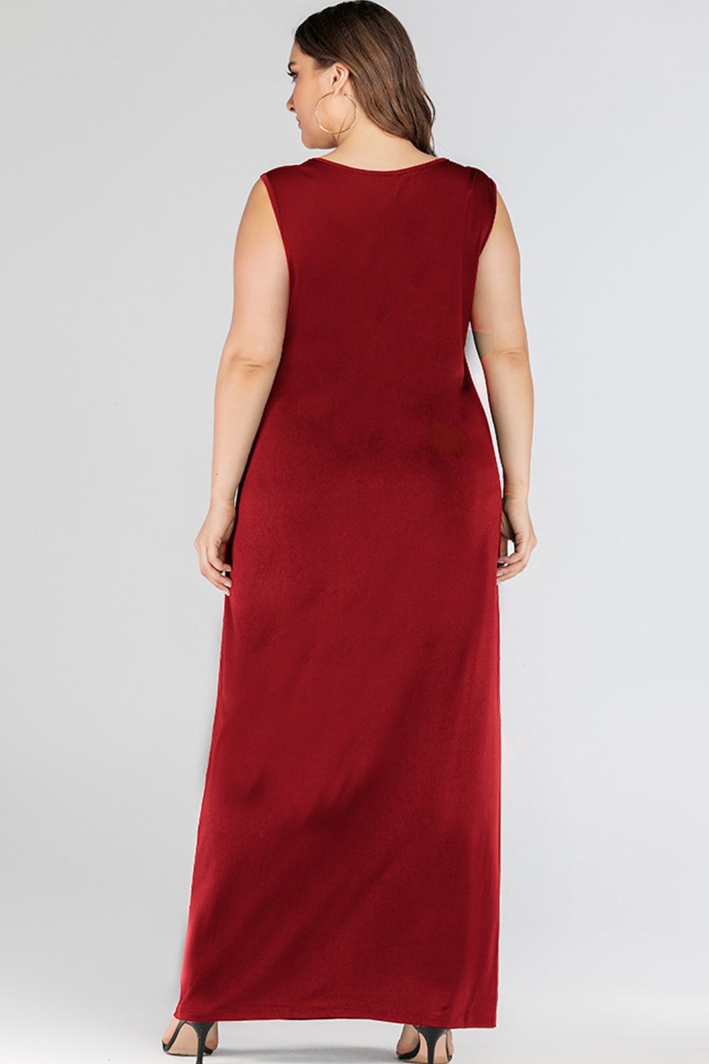 Plus Size Scoop Neck Maxi Tank Dress-Pimamour