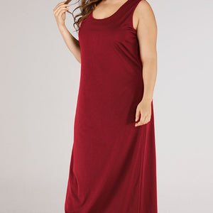 Plus Size Scoop Neck Maxi Tank Dress-Pimamour