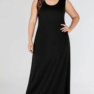 Plus Size Scoop Neck Maxi Tank Dress-Pimamour