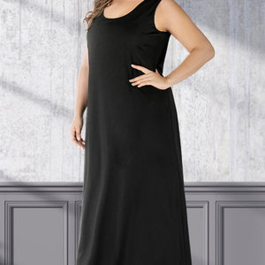 Plus Size Scoop Neck Maxi Tank Dress-Pimamour