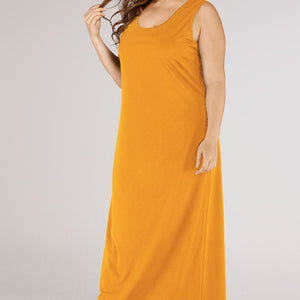 Plus Size Scoop Neck Maxi Tank Dress-Pimamour