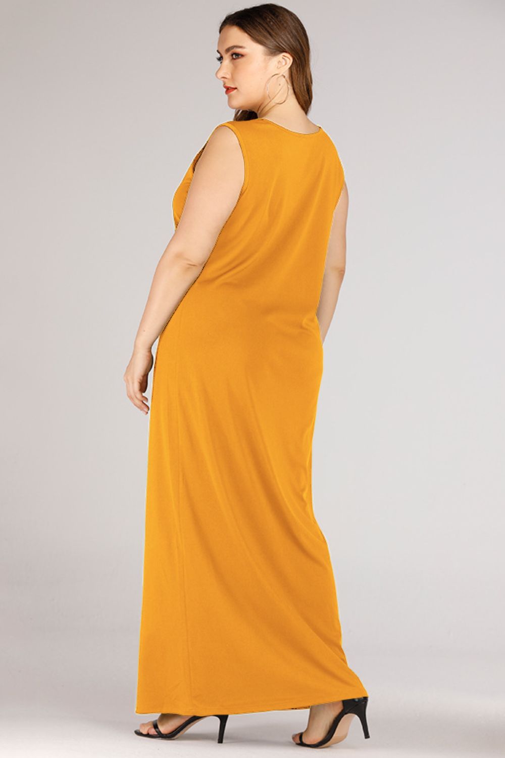 Plus Size Scoop Neck Maxi Tank Dress-Pimamour