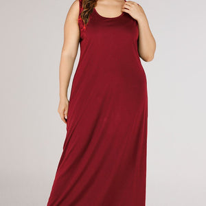 Plus Size Scoop Neck Maxi Tank Dress-Pimamour