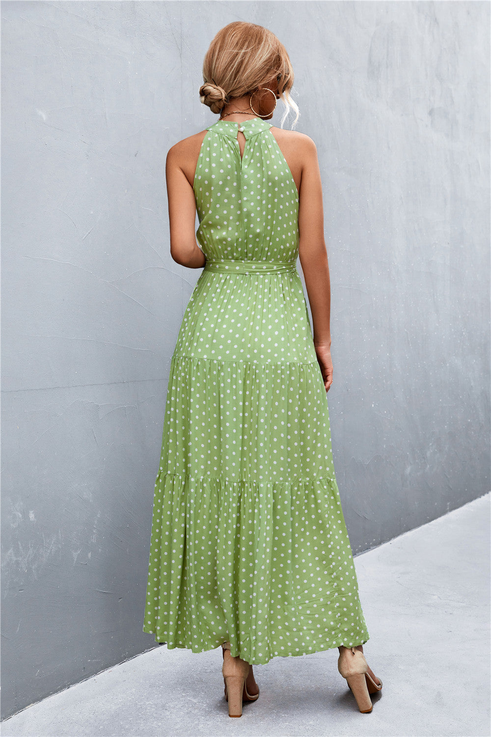 Printed Sleeveless Tie Waist Maxi Dress-Pimamour