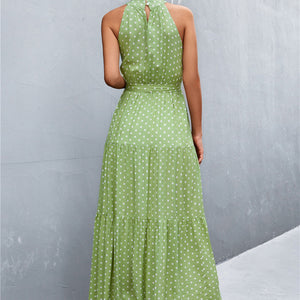 Printed Sleeveless Tie Waist Maxi Dress-Pimamour