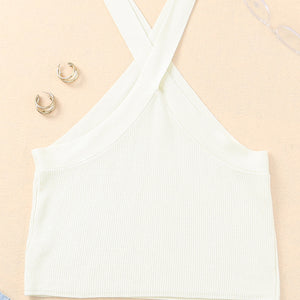 Ribbed Sleeveless Cropped Top-Pimamour