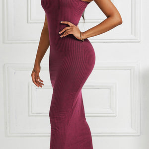 Ribbed Sleeveless Maxi Dress-Pimamour