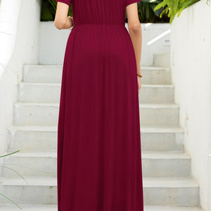 Round Neck Maxi Tee Dress with Pockets-Pimamour