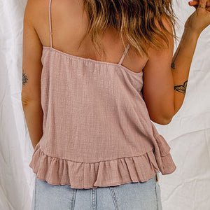 Ruffled Scoop Neck Sleeveless Cami-Pimamour