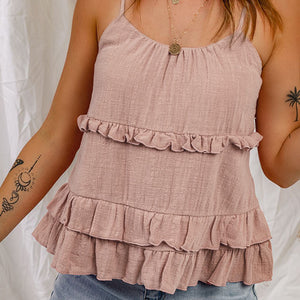 Ruffled Scoop Neck Sleeveless Cami-Pimamour