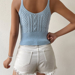 Scoop Neck Mixed Knit Cami-Pimamour