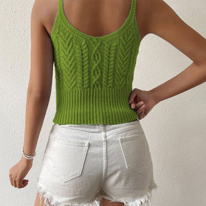 Scoop Neck Mixed Knit Cami-Pimamour