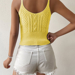 Scoop Neck Mixed Knit Cami-Pimamour