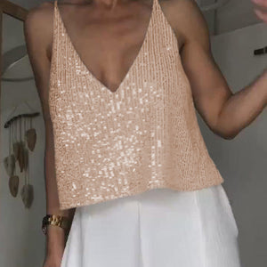 Sequin Deep V Tank-Pimamour