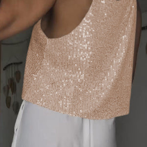 Sequin Deep V Tank-Pimamour